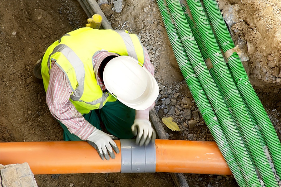 Technician Working at Construction Site
