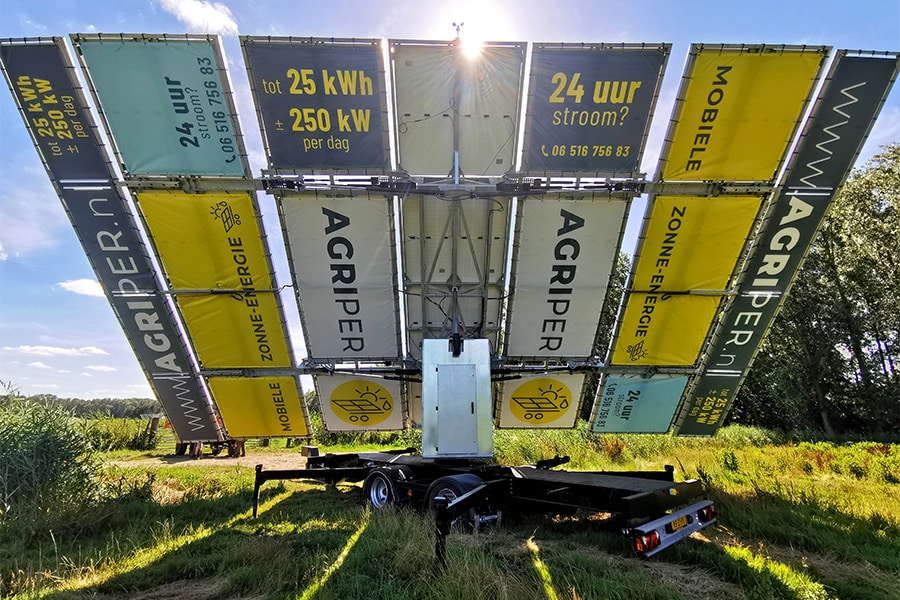 De gebruiker heeft direct een reclamebord van 100 vierkante met