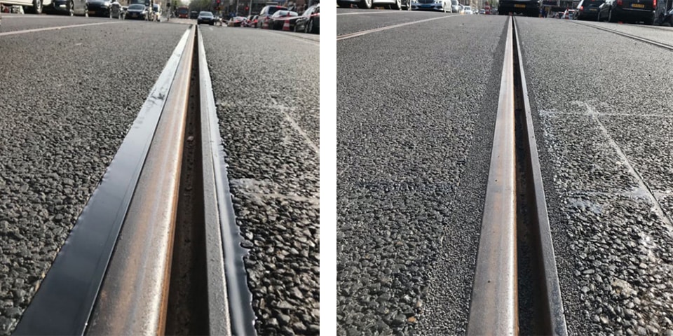 Noordzij realiseert >95% hergebruik van bitumenvoegen langs tramrail.