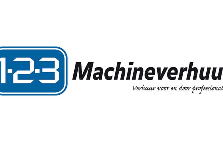 logo 1.2.3. machineverhuur met slogan