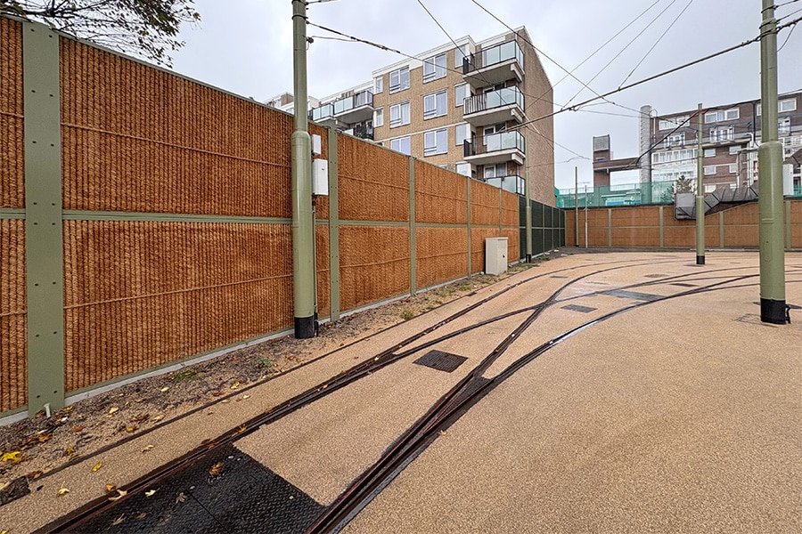 Kokosystems supplied Kokowall® noise barriers for renovated streetcar depot Scheveningen 3