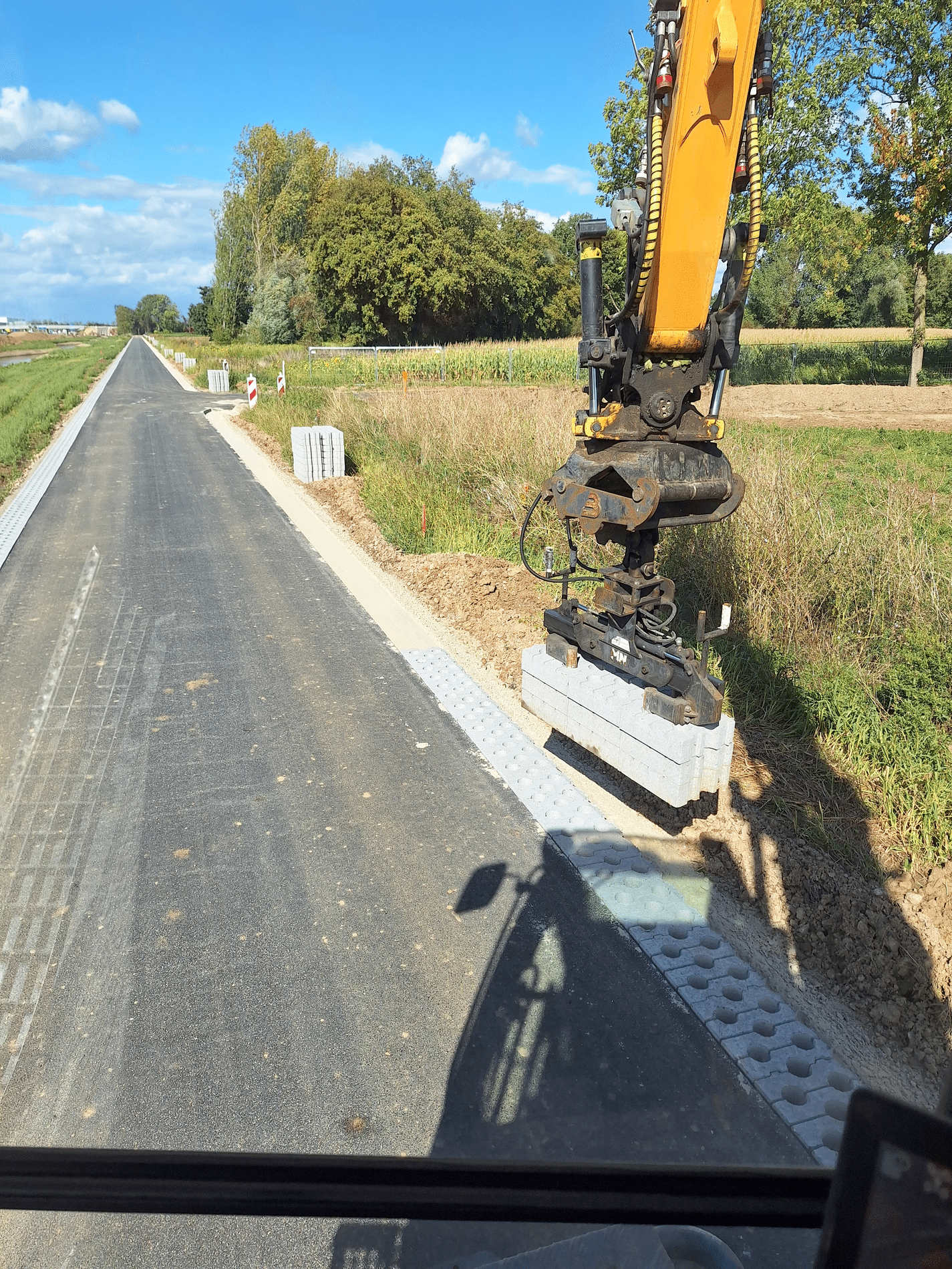 Grass concrete tiles along service road A2 6